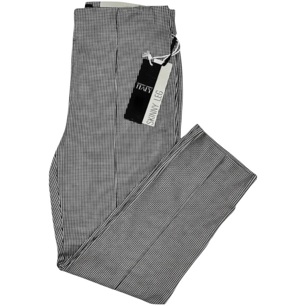 Massimo Fabbro Pull-On Pants Black White Plaid Slim Ankle S 4 - Picture 6 of 12